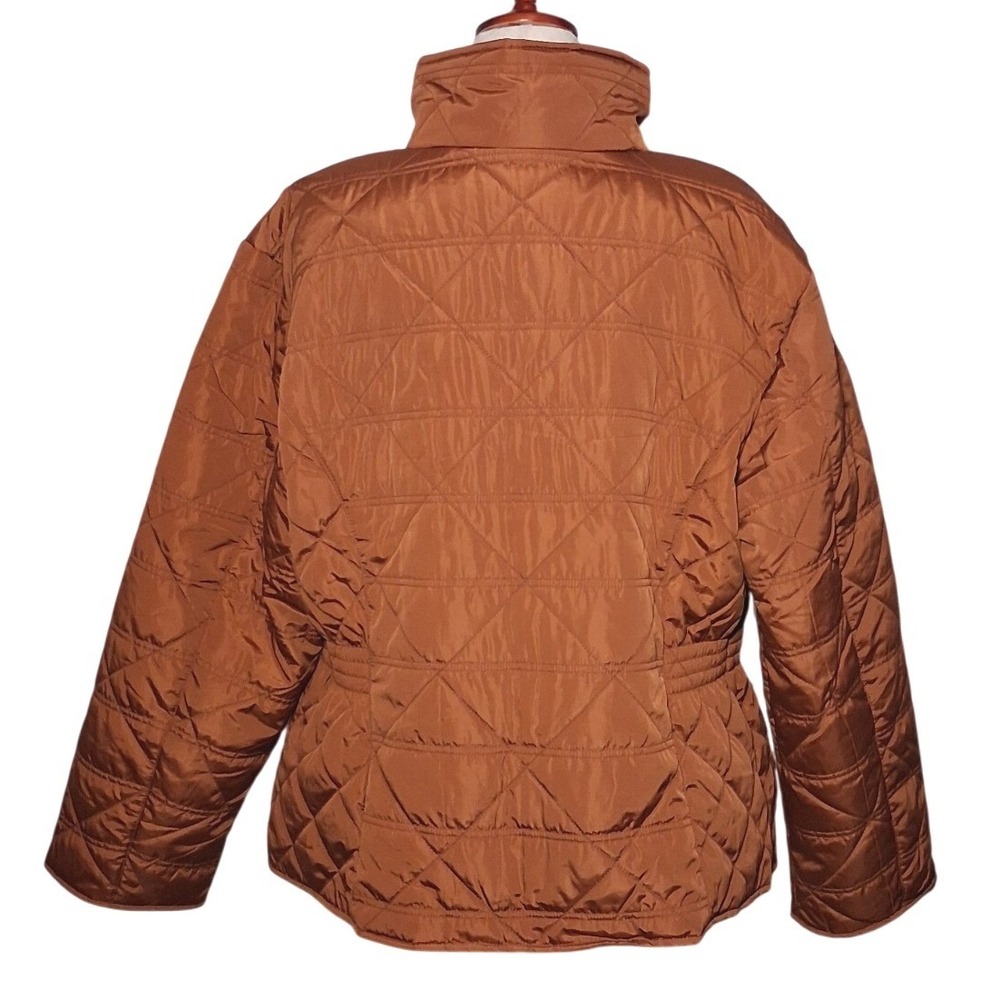 NWT Ashley Stewart‎ Plus Size 18/20 Quilted Puffer Jacket Cognac Brown Zip Up - Picture 5 of 11